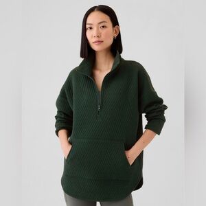 GapFit Quilted Jacquard Half-Zip Pullover Essex Green XL